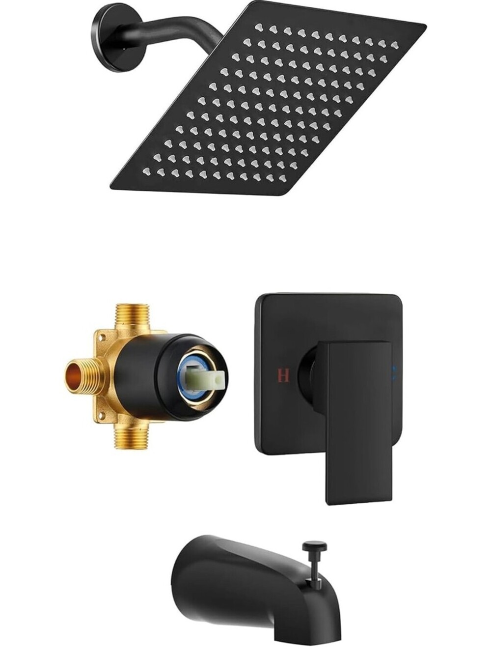 Regadera Ducha Lluvia Negro Mate Spa Baño Moderno Set Completo NUEVO